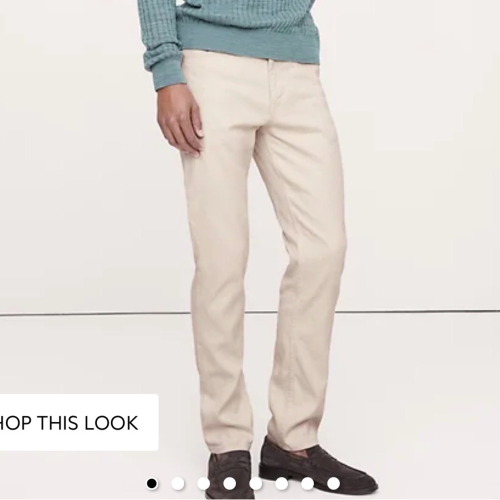 Banana Republic Slim Fit Cotton Pants in Light Khaki